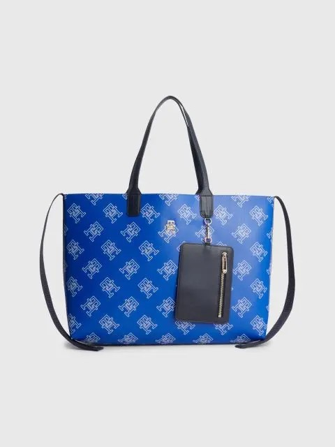 Women Bag Tommy Hilfiger Iconic Tommy Tote Mono AW0AW15133-C66 Blue