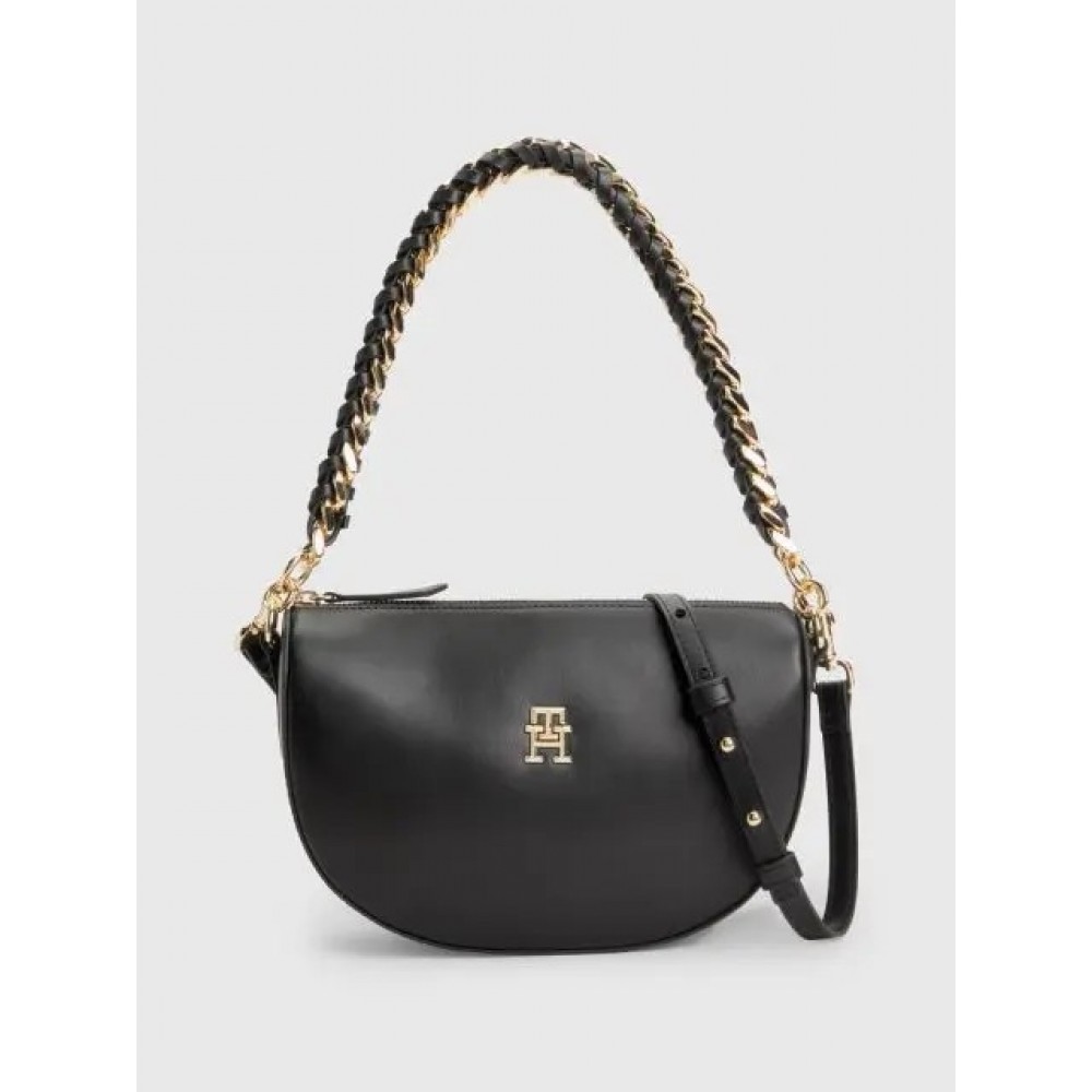 Women Bag Tommy Hilfiger Th Feminine Half Moon Crossover AW0AW14859-BDS Black