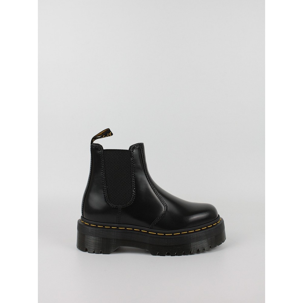 Women Boots Dr Martens 2976 Quad Smooth Leather Platform Chelsea Boots Black