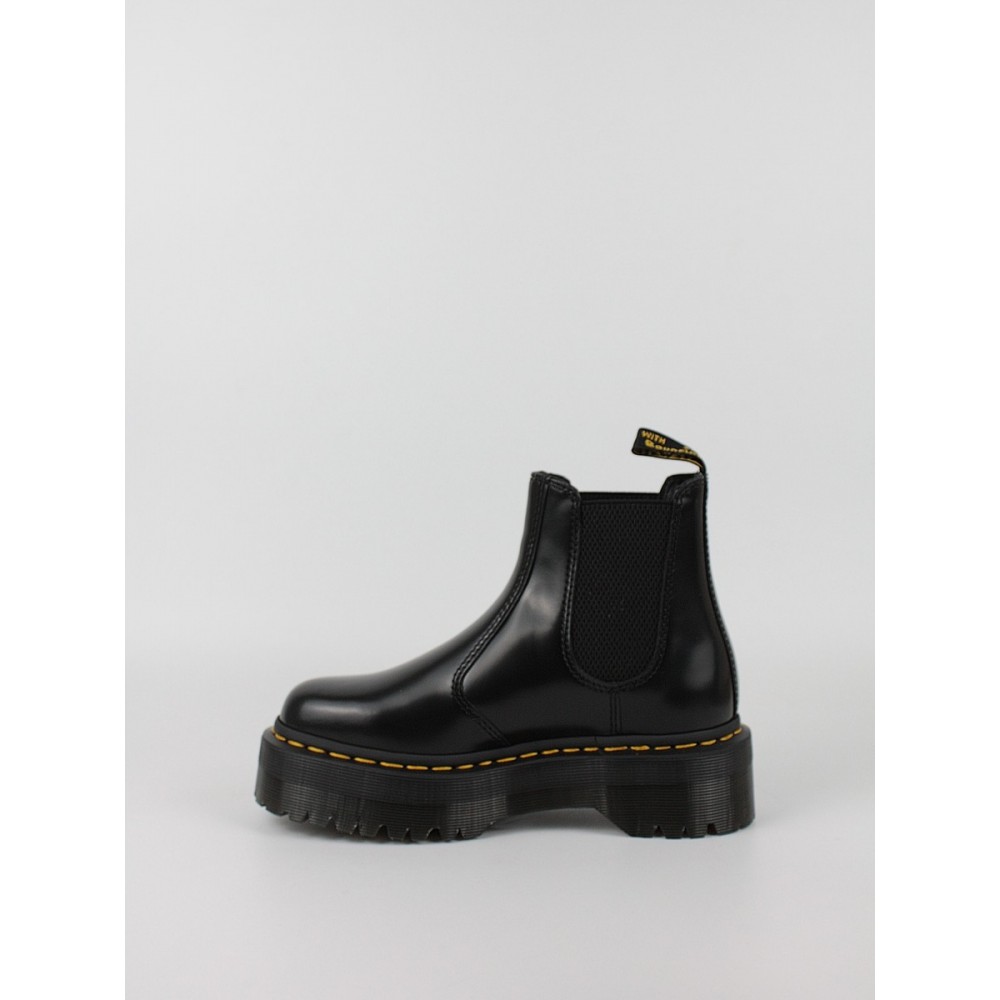 Women Boots Dr Martens 2976 Quad Smooth Leather Platform Chelsea Boots Black