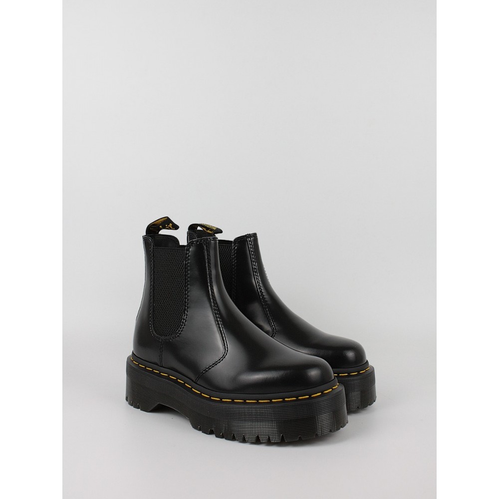 Women Boots Dr Martens 2976 Quad Smooth Leather Platform Chelsea Boots Black