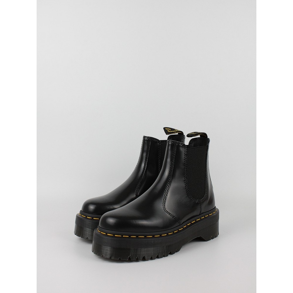 Women Boots Dr Martens 2976 Quad Smooth Leather Platform Chelsea Boots Black