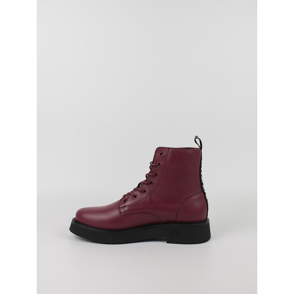 Γυναικεία Μποτάκι Tommy Hilfiger Tjw Lace Up Flat Boot EN0EN02310-XJS Μπορντό