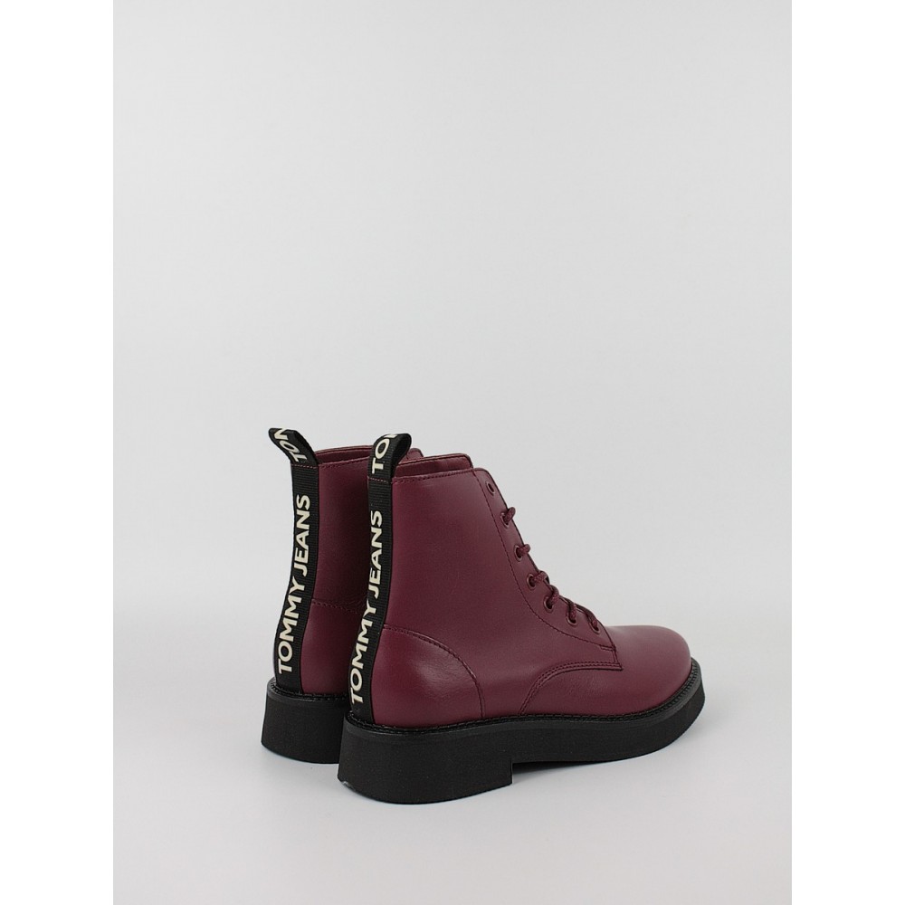 Γυναικεία Μποτάκι Tommy Hilfiger Tjw Lace Up Flat Boot EN0EN02310-XJS Μπορντό