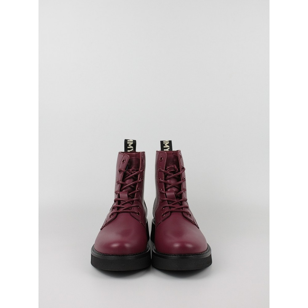 Γυναικεία Μποτάκι Tommy Hilfiger Tjw Lace Up Flat Boot EN0EN02310-XJS Μπορντό