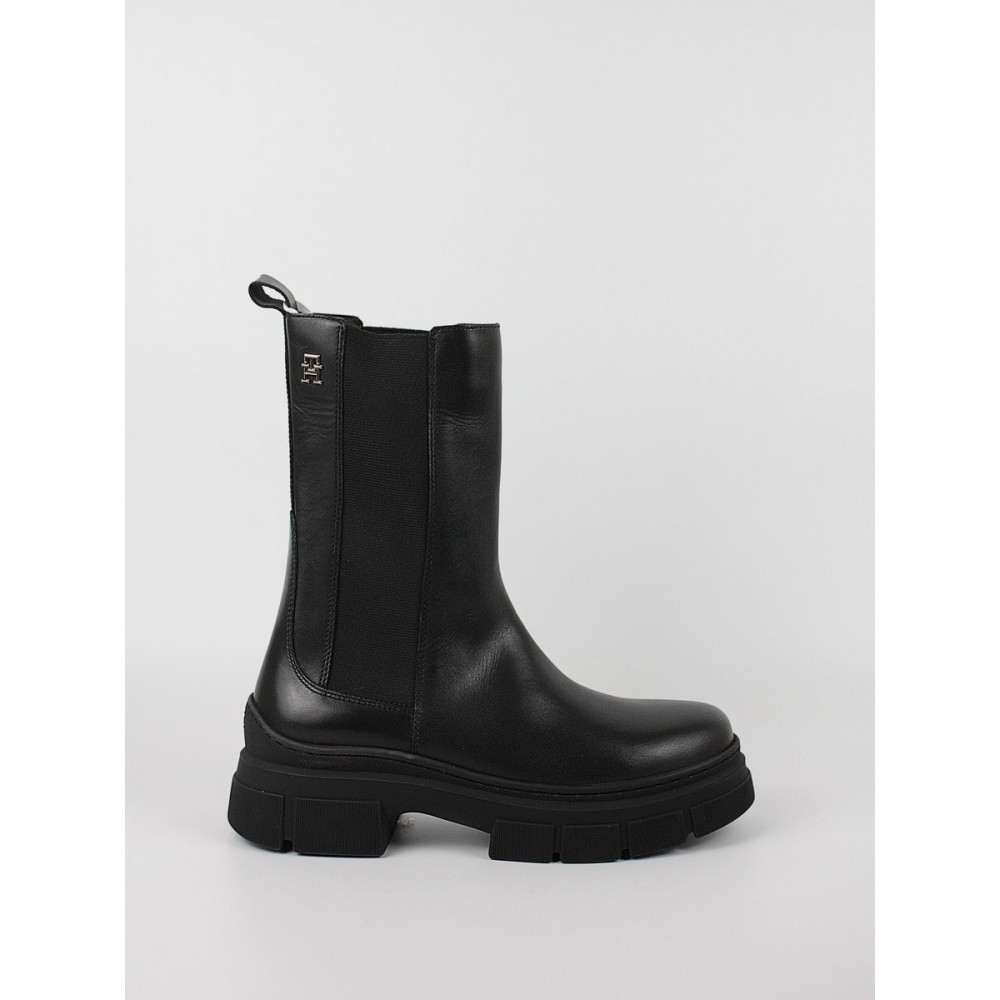 Γυναικεία Μποτάκι Tommy Hilfiger Essential Leather Chelsea Boot FW0FW07490-BDS Μαύρο