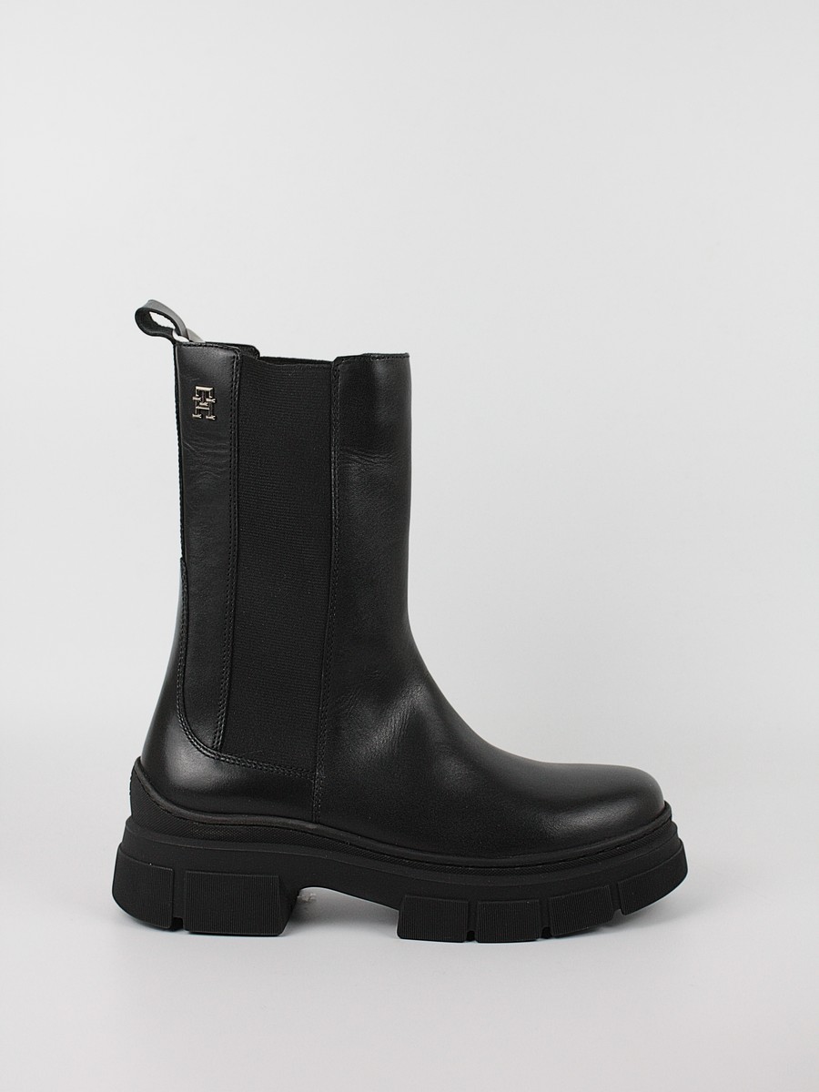 Γυναικεία Μποτάκι Tommy Hilfiger Essential Leather Chelsea Boot FW0FW07490-BDS Μαύρο