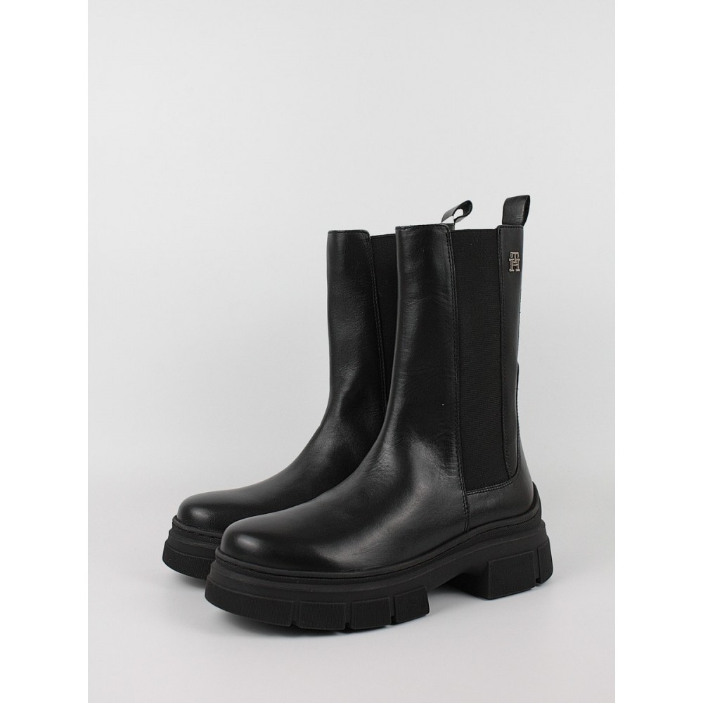 Γυναικεία Μποτάκι Tommy Hilfiger Essential Leather Chelsea Boot FW0FW07490-BDS Μαύρο