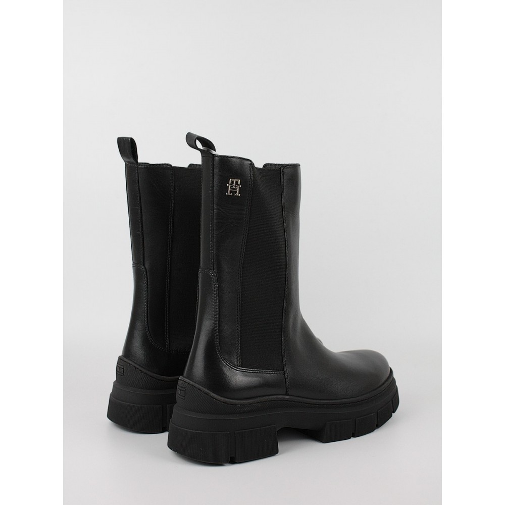 Women Boots Tommy Hilfiger Essential Leather Chelsea Boot FW0FW07490-BDS Black