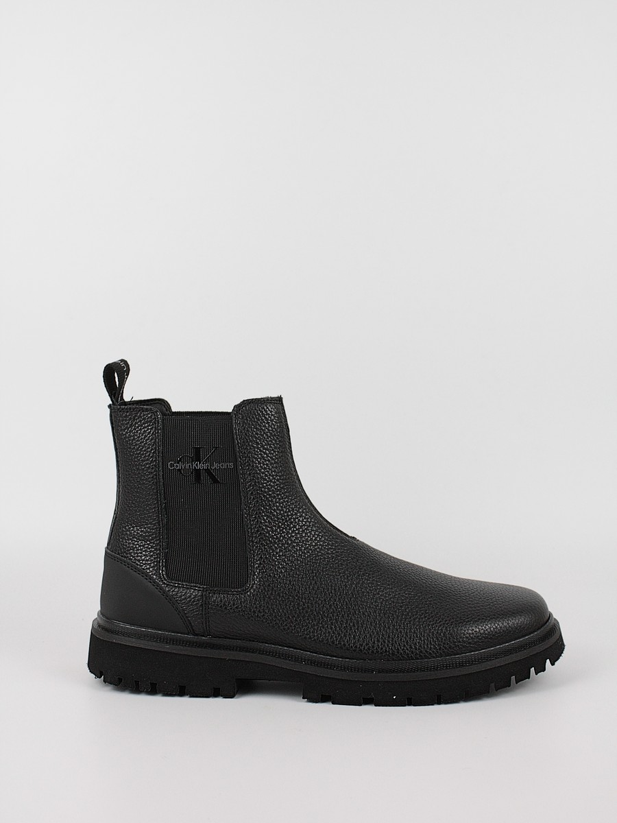 Ανδρικά Chelsea Μποτάκια Calvin KLein Eva Mid Chelsea Boot Lth YM0YM00750-0GT Μαύρο