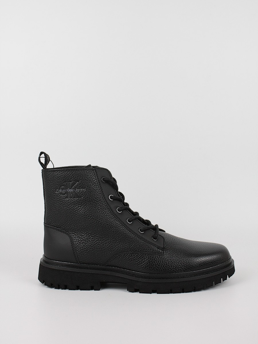 Ανδρικά Chelsea Μποτάκια Calvin KLein Eva Mid Laceup Boot Lth YM0YM00751-0GT Μαύρο