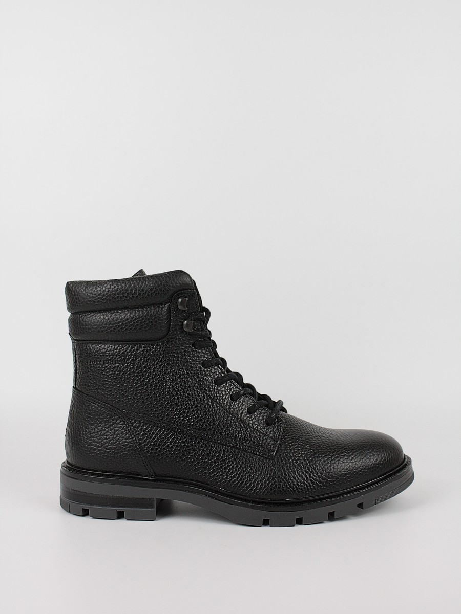 Ανδρικά Μποτάκια Tommy Hilfiger Warm Padded Hilfiger Lth Boot FM0FM04802-BDS Μαύρο