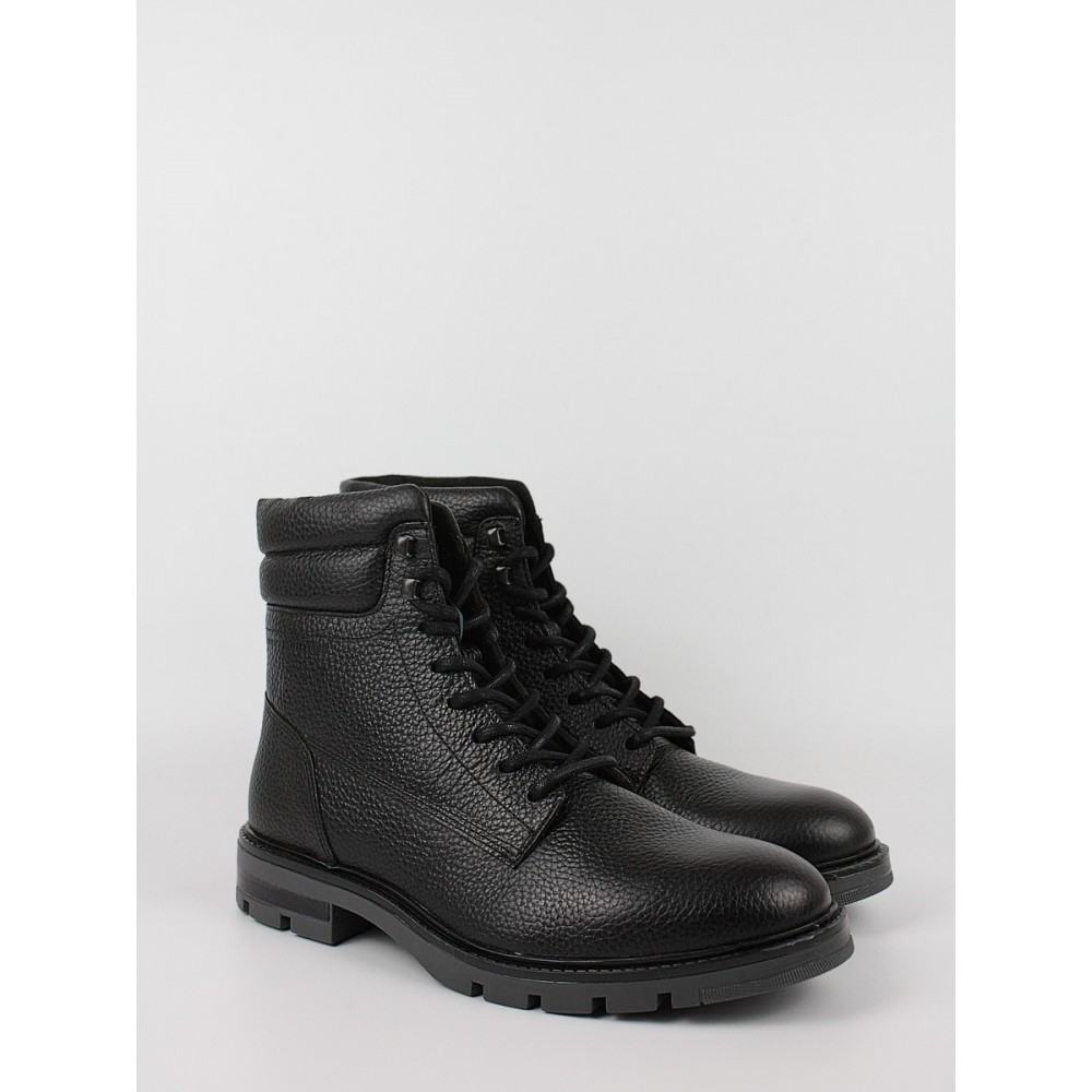 Ανδρικά Μποτάκια Tommy Hilfiger Warm Padded Hilfiger Lth Boot FM0FM04802-BDS Μαύρο