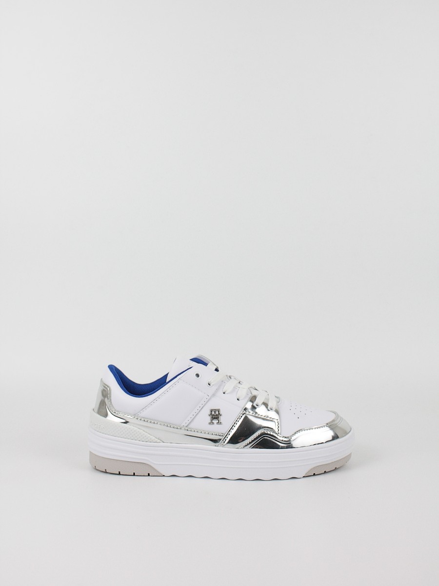 Women Sneaker Tommy Hilfiger Th Lo Basket Silver FW0FW07570-0IM White