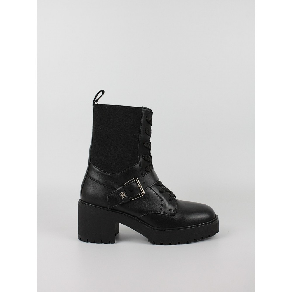 Γυναικεία Μποτάκι Tommy Hilfiger Tommy Belt Leather Boot FW0FW07526-BDS Μαύρο