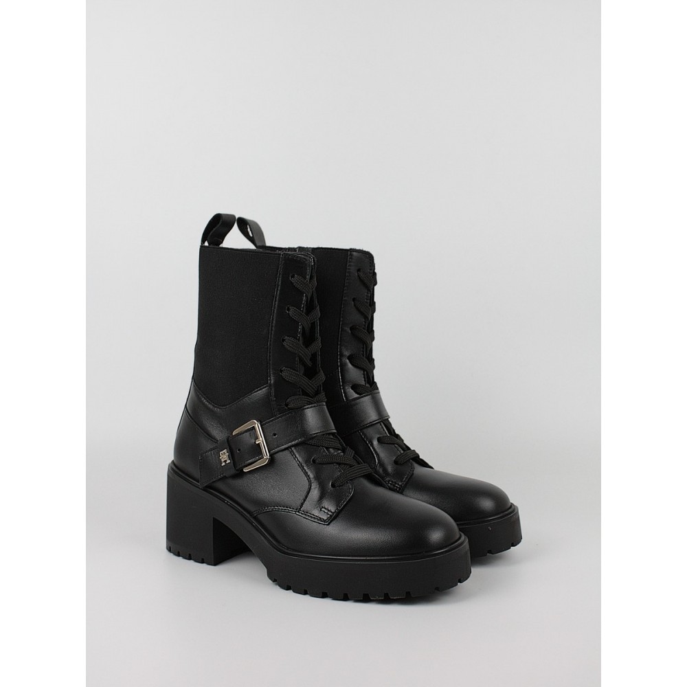 Γυναικεία Μποτάκι Tommy Hilfiger Tommy Belt Leather Boot FW0FW07526-BDS Μαύρο