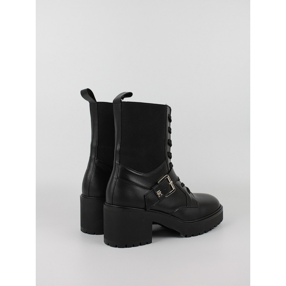 Γυναικεία Μποτάκι Tommy Hilfiger Tommy Belt Leather Boot FW0FW07526-BDS Μαύρο