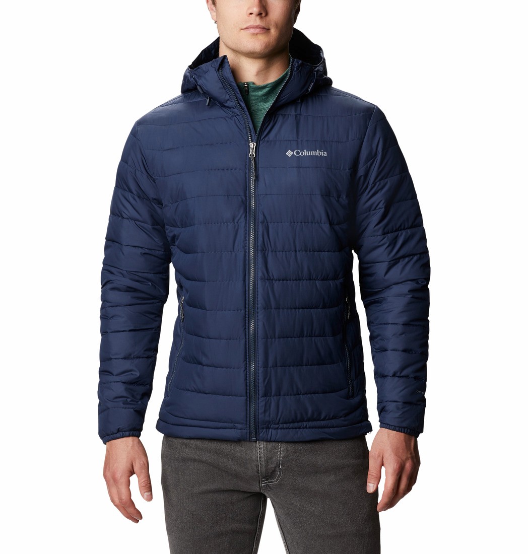 Men Columbia Powder Lite Hooded Jacket WO1151-465 Blue