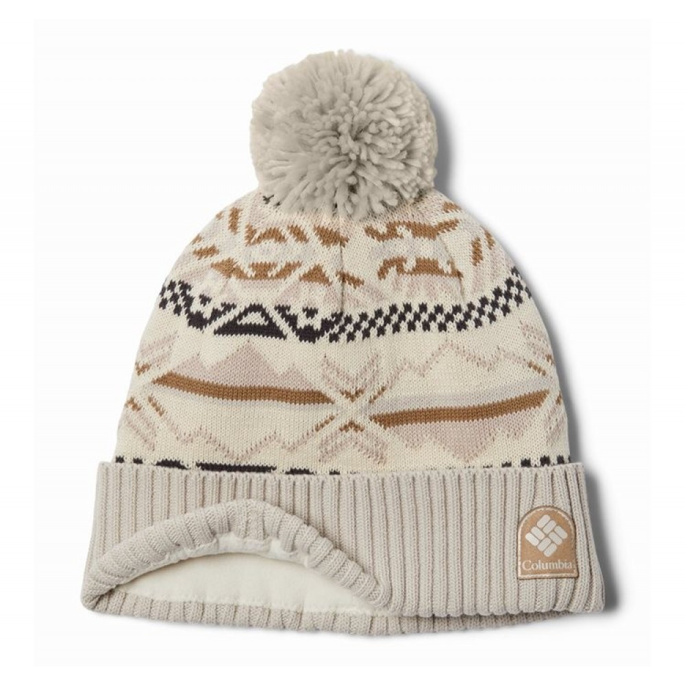 Unisex Beanie Columbia Palmer Peak™ Pom Beanie 2011041-192 Chalk Checkered Peaks, Dark Stone