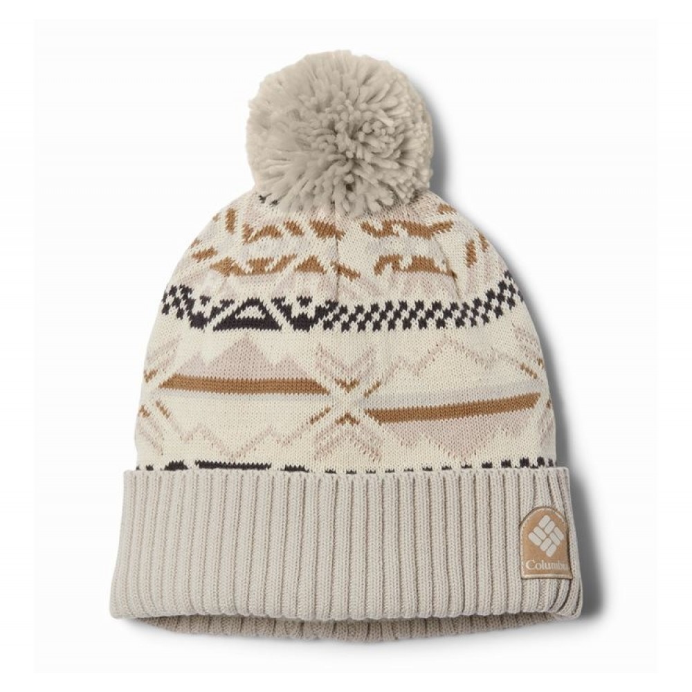 Unisex Beanie Columbia Palmer Peak™ Pom Beanie 2011041-192 Chalk Checkered Peaks, Dark Stone