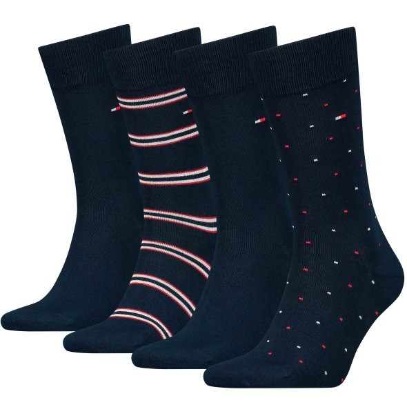 Ανδρικές Κάλτσες Tommy Hilfiger Th Men Sock 4P Tin Giftbox Stripe Dot 701224441-001 Μπλε
