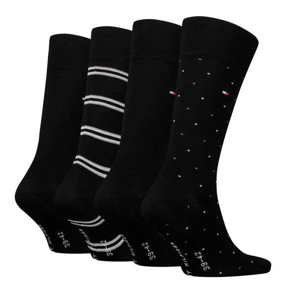 Ανδρικές Κάλτσες Tommy Hilfiger Th Men Sock 4P Tin Giftbox Stripe Dot 701224441-002 Μαύρο