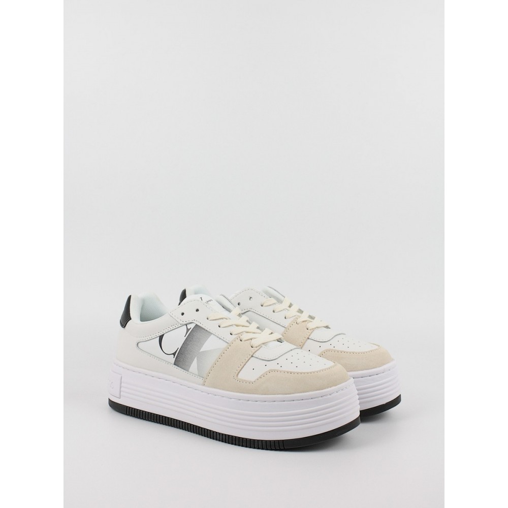 Γυναικεία Sneaker Calvin KLein Bold Flat Low Lace Mix Nbs Sat YW0YW01308-01W Ασπρο