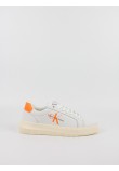 Women Sneaker Calvin KLein Chunky Cupsole Mono Lth Wn YW0YW00823-02W White-Orange