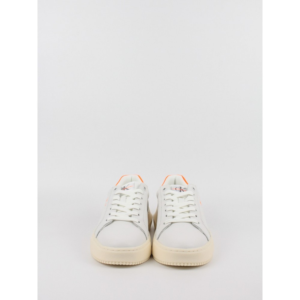 Γυναικεία Sneaker Calvin KLein Chunky Cupsole Mono Lth Wn YW0YW00823-02W Ασπρο-Πορτοκαλί