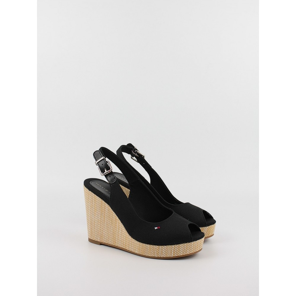 Γυναικεία Πλατφόρμα Tommy Hilfiger Iconic Elena Sling Back Wedge FW0FW04789-BDS Μαύρη