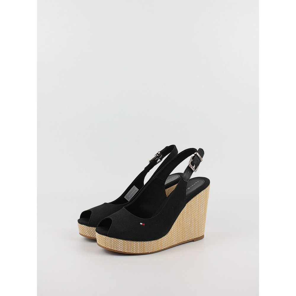 Γυναικεία Πλατφόρμα Tommy Hilfiger Iconic Elena Sling Back Wedge FW0FW04789-BDS Μαύρη