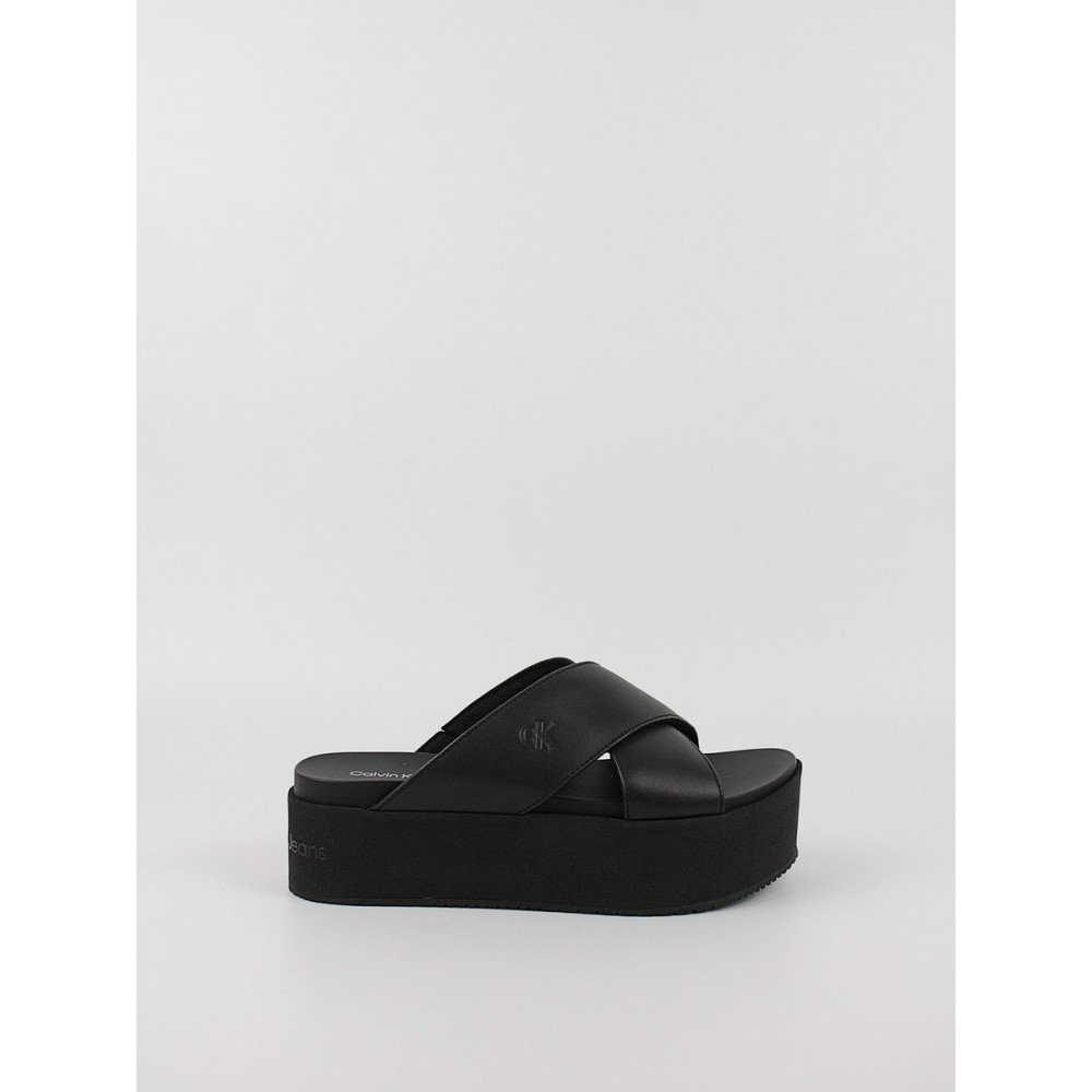 Γυναικεία Σανδάλια Calvin KLein Flatform Cross Mg Uc YW0YW01349-0GT Μαύρο