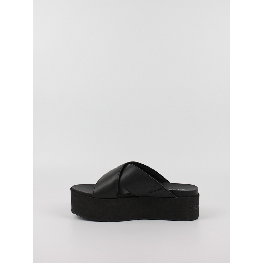 Γυναικεία Σανδάλια Calvin KLein Flatform Cross Mg Uc YW0YW01349-0GT Μαύρο