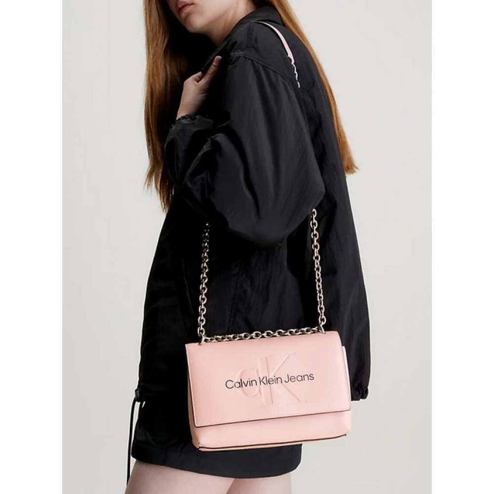 Women's Bag Calvin Klein Sculpted Ew Flap Conv 25 Mono K60K611866-TFT Pink