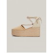 Women Wedge Tommy Hilfiger Closed Toe Linen Flatform FW0FW07746-RBL Biege