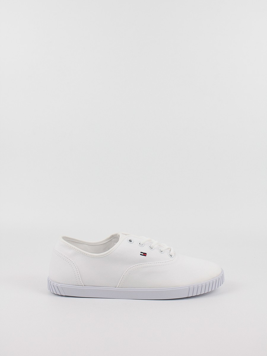 Women Sneaker Tommy Hilfiger Canvas Lace Up Sneaker FW0FW07805-YBS White