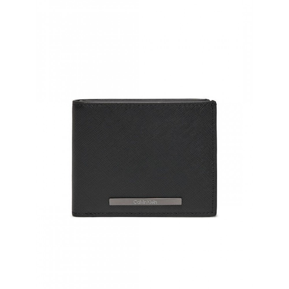 Men Wallet Calvin Klein Modern Bar Bifold 5/CC W/Coin K50K511675-BEH Black