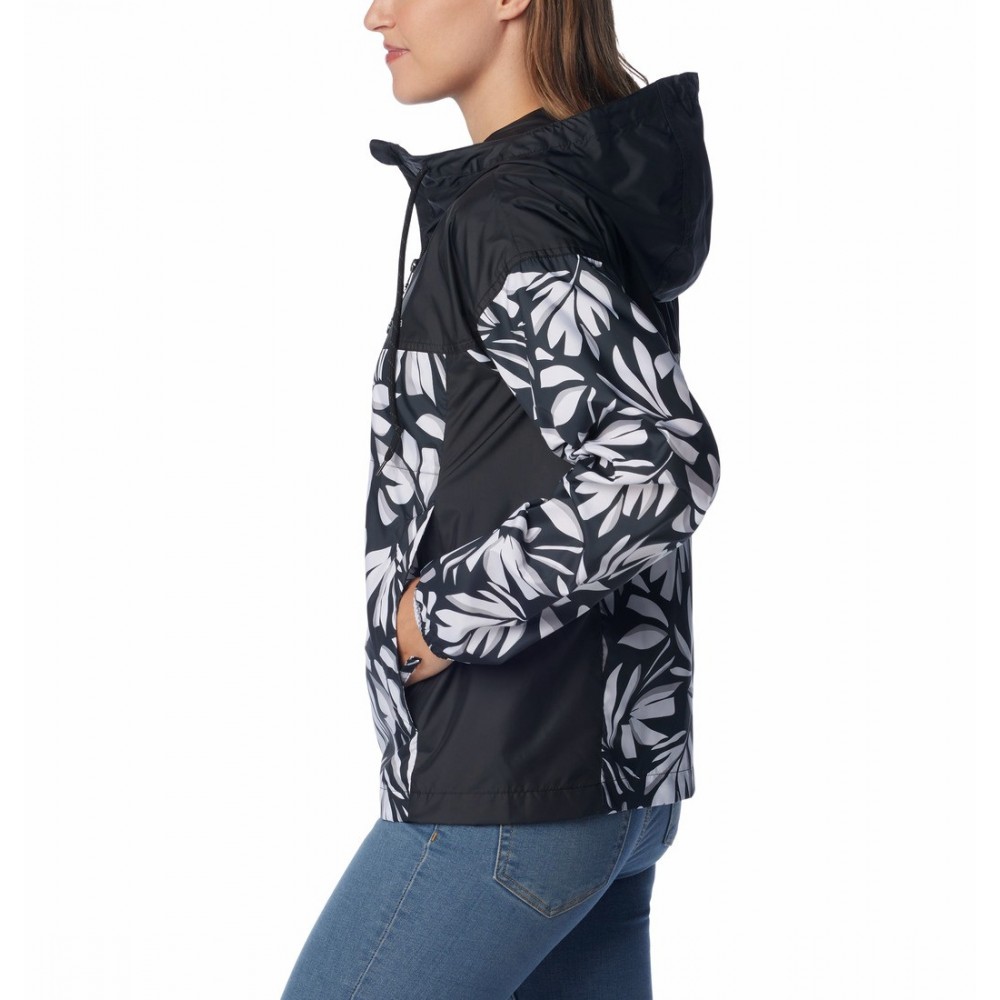 Women's Jacket Columbia Flash Challenger™ Novelty Windbreaker 1989503-014 Black-White