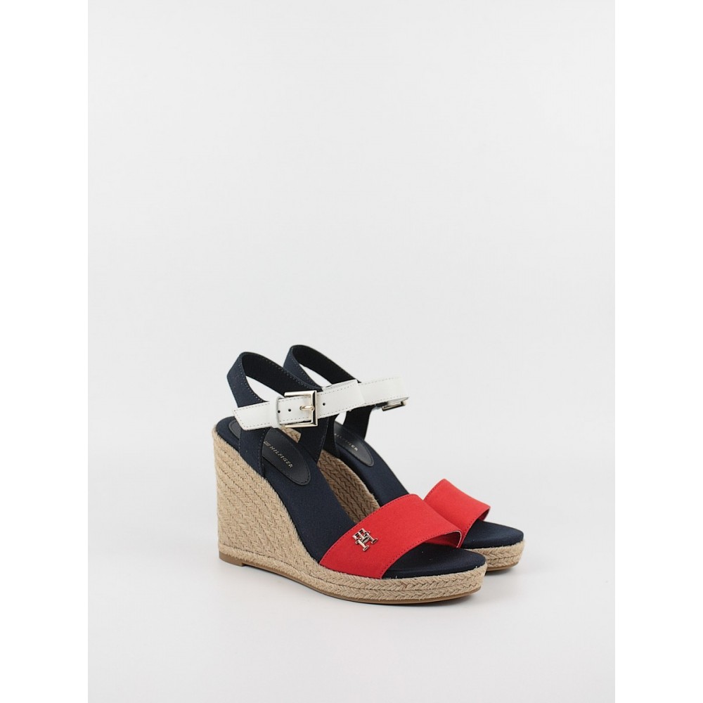 Γυναικεία Πλατφόρμα Tommy Hilfiger Stripes Wedge Sandal FW0FW08053-0G0 Κόκκινο-Ασπρο