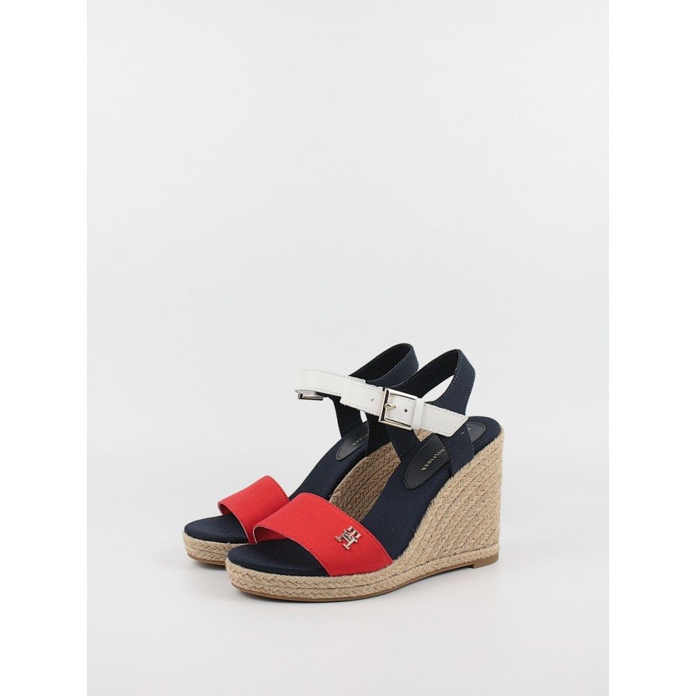 Γυναικεία Πλατφόρμα Tommy Hilfiger Stripes Wedge Sandal FW0FW08053-0G0 Κόκκινο-Ασπρο