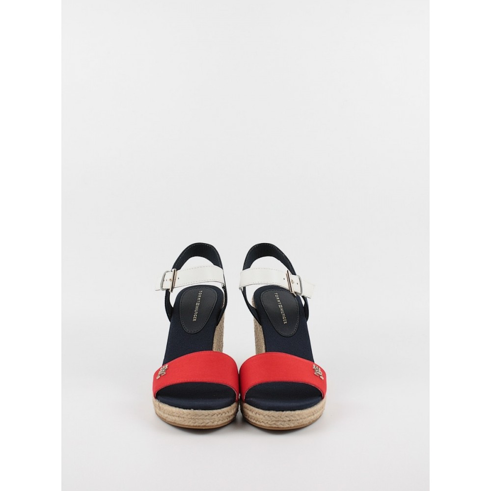 Γυναικεία Πλατφόρμα Tommy Hilfiger Stripes Wedge Sandal FW0FW08053-0G0 Κόκκινο-Ασπρο
