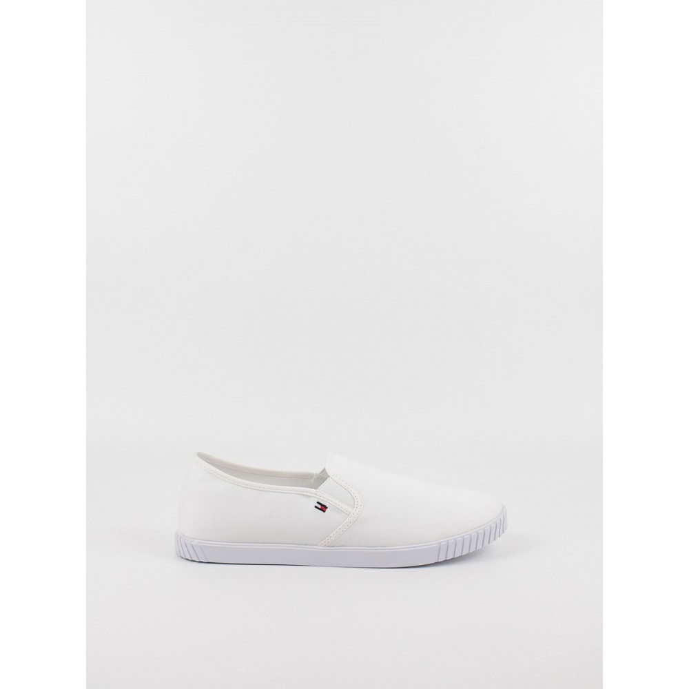 Women Sneaker Tommy Hilfiger Canvas Slip On Sneaker FW0FW07806-YBS White