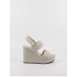 Women's Wedgel Calvin KLein Wedge Sandal Webbing In Mr YW0YW01360-0F4 Biege