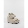 Women's Wedgel Calvin KLein Wedge Sandal Webbing In Mr YW0YW01360-0F4 Biege