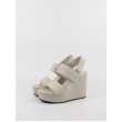 Women's Wedgel Calvin KLein Wedge Sandal Webbing In Mr YW0YW01360-0F4 Biege