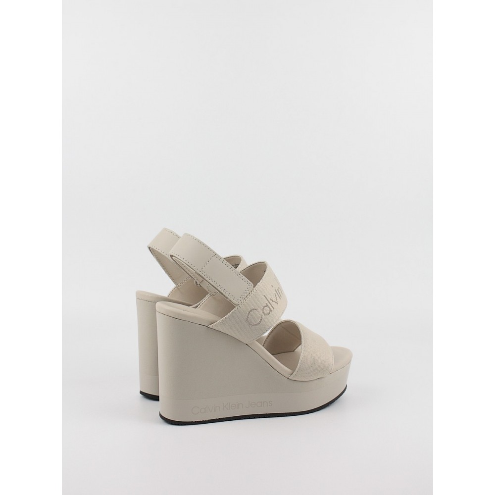 Γυναικεία Πλατφόρμα Calvin KLein Wedge Sandal Webbing In Mr YW0YW01360-0F4 Μπεζ