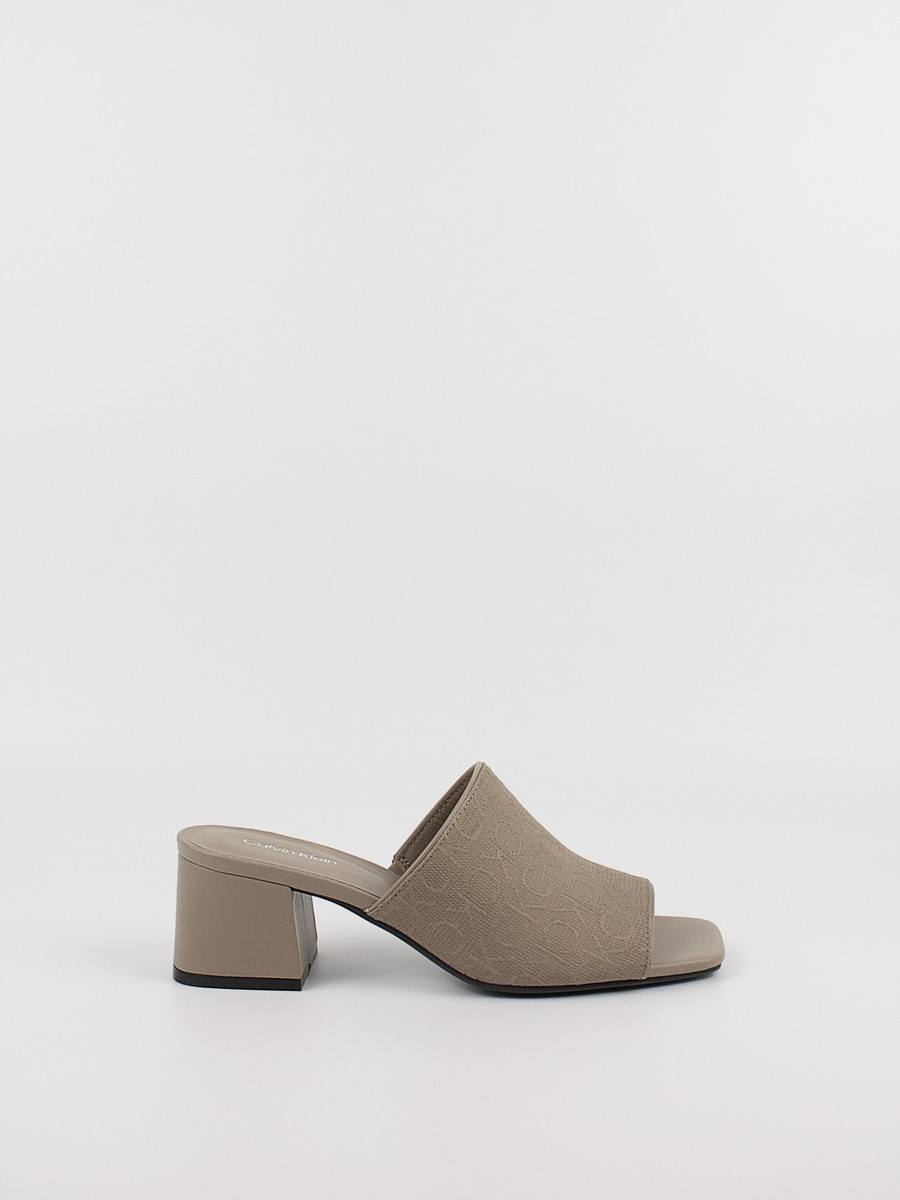 Γυναικεία Σαμπό Calvin KLein Heel Mule 45 Mono Jacq HW0HW01936-RBK Μπεζ