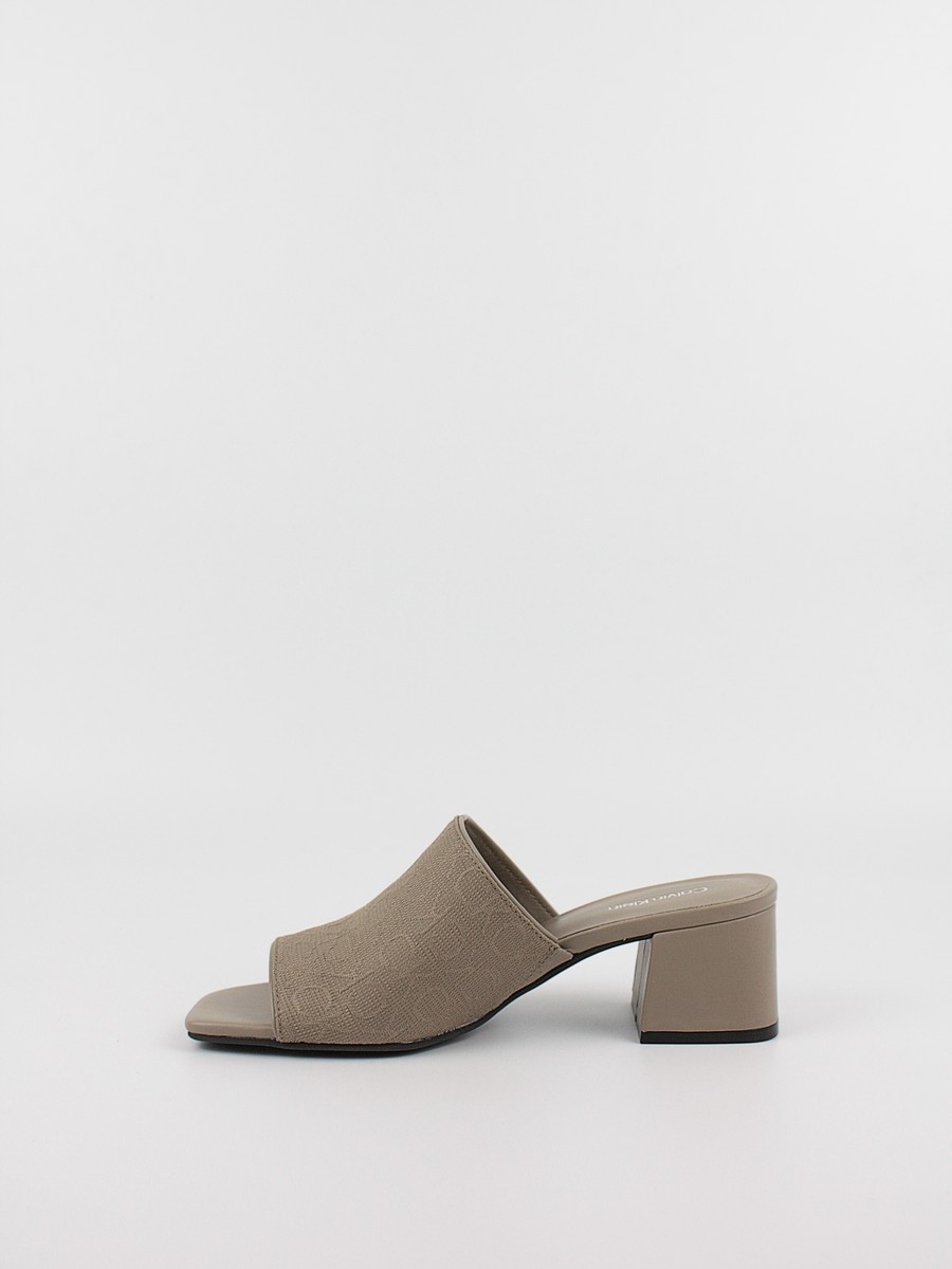 Γυναικεία Σαμπό Calvin KLein Heel Mule 45 Mono Jacq HW0HW01936-RBK Μπεζ