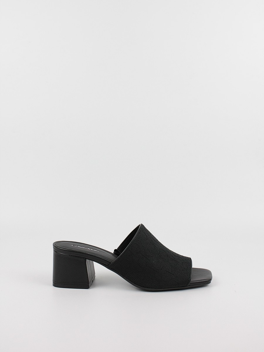 Women's Mule Calvin KLein Heel Mule 45 Mono Jacq HW0HW01936-BEH Black