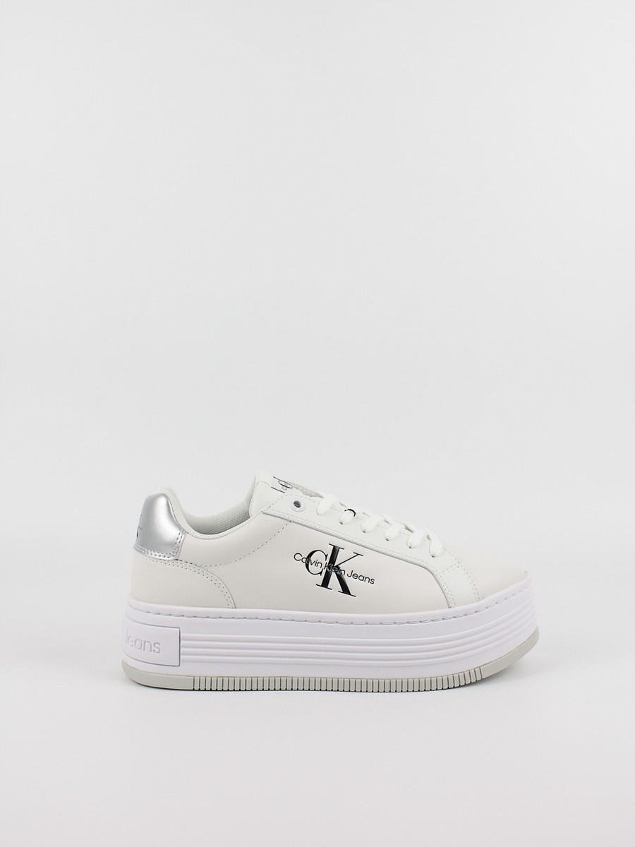 Γυναικεία Sneaker Calvin KLein Bold Flat Low Lace Lth Ml Mtl YW0YW01516-0K9 Ασπρο